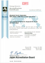 High Voltage and High Power Testing Laboratories Certificate of Accreditation